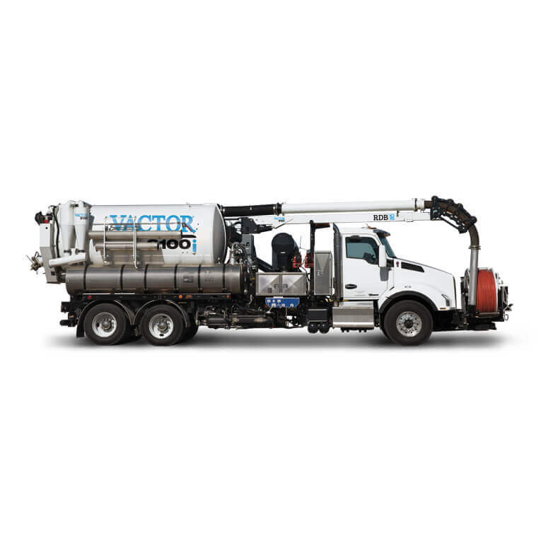 A Vactor 2100 Sewer Cleaner Truck from the side